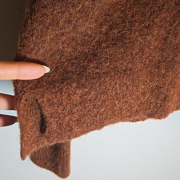 Madewell Carrabelle Polo Cardigan Alpaca Mohair Sweater In Heather Mahogany - Picture 9 of 14